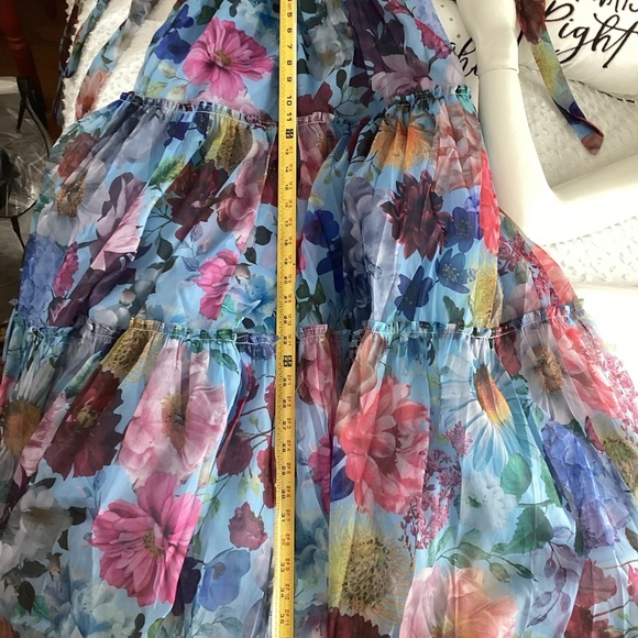 A6 - #281 Francesca's AUDREY PARKS LT BLUE FLORAL MAXI DRESS - Picture 8 of 11
